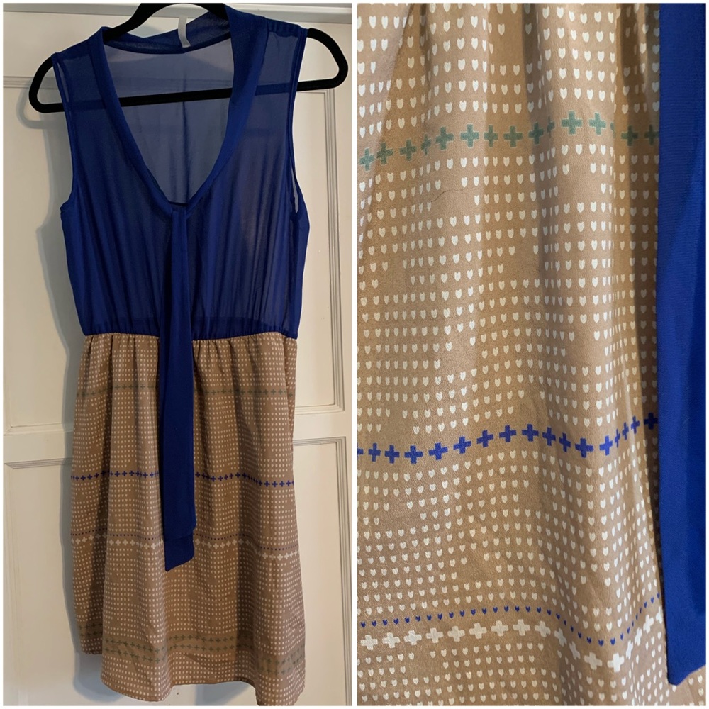 Blue and cream dress